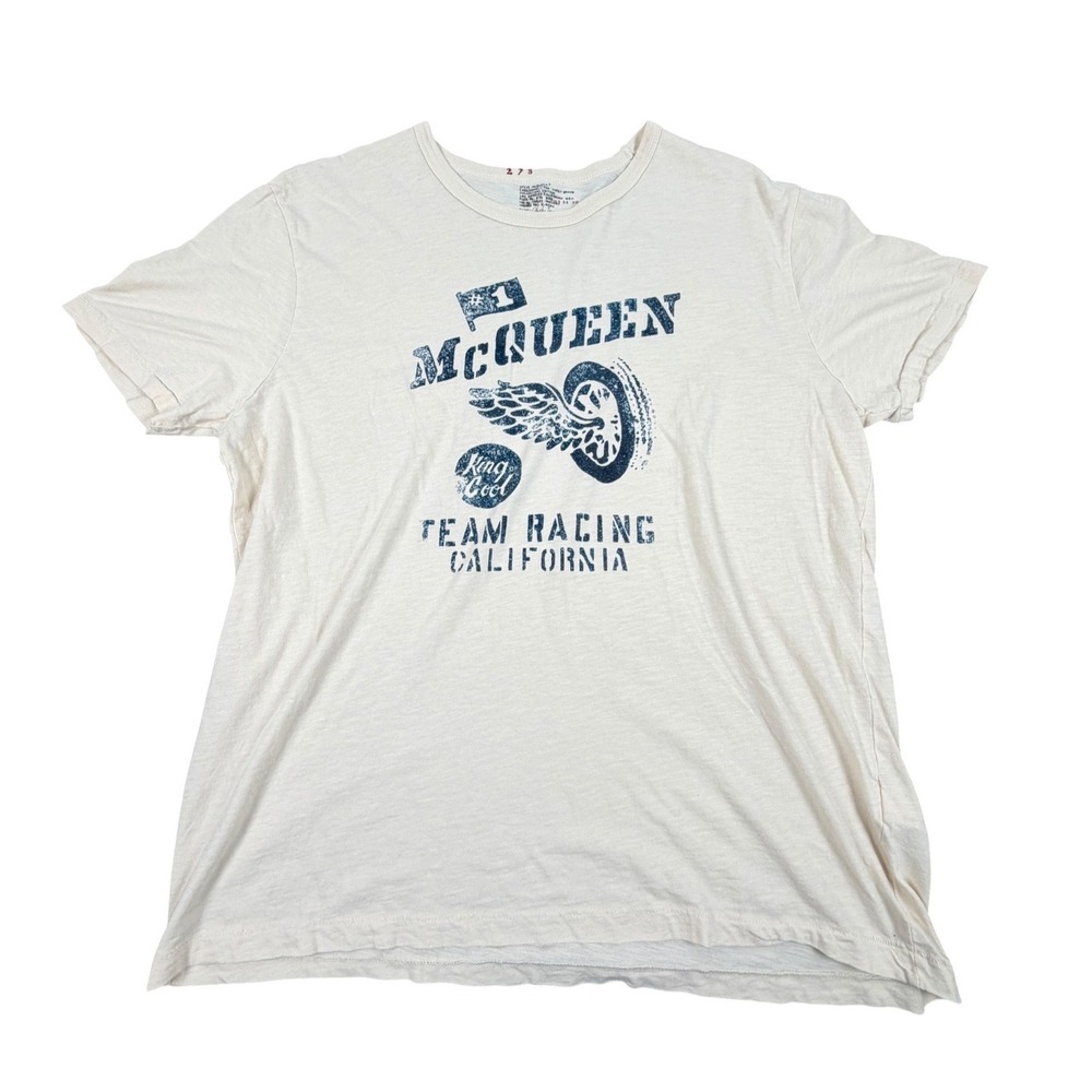 Lucky Brand Steve McQueen Mens T-Shirt Team Racing California Graphic Cream